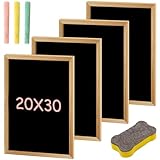 4 Stück Kreidetafel mit Holzrahmen Sets, 30 x 20cm Mini Kreidetafel Memoboard mit 3 Kreiden und 1 Schwammradierer, Beschriften Kreidetafeln aus Holz Kreiden Tafel für Kinder, Buffet, Hochzeit, Party