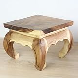 Oriental Galerie B-Ware Opiumtisch Opium Tisch Beistelltisch Massiv Holz Nachttisch Hocker 35 cm Natur