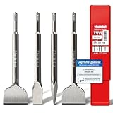 SCHWABENBACH® SDS PLUS Meißel Set - 4tlg. 25mm + 50mm + 50mm (Abgewinkelt) + Spitzmeißel - EXTREM ROBUST- Meissel kompatibel mit Bosch Hilti Bohrhammer - Premium Fliesenmeissel (kein SDS MAX)