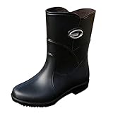 IQYU Rutschfeste Schuhe Damen Pflege Working Custom Gummistiefel Herren PVC Gummistiefel Regenstiefel Schuhe Damen Schwarz 42 (Black, 40)