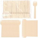 1000 Stück Holzgabeln Einweg Set, Holz Einwegbesteck, Holzgabeln Einweg Umweltfreundlich Biologisch Abbaubar Kompostierbar für Party Geburtstag Camping Picknick