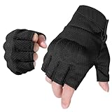 WTACTFUL Fingerlose Handschuhe für Herren und Damen, atmungsaktiv, flexibel, Halbfinger-Handschuhe für Airsoft, Paintball, Motorrad, Radfahren, Schwarz, Größe L