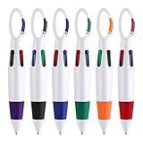 Molain 6pcs 4-in-1 Kugelschreiber einziehbare Shuttle Stifte mit Karabiner Clip Multicolor Stifte mit Schnalle Schlüsselanhänger an der Spitze für Krankenschwester Büro Schule liefert Geschenke