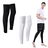 LEZED Sommer Kompressions Beinstulpen Atmungsaktive 2 Paar Sport Kompression Lange Beinmanschetten Sonnenschutz Waden Beinlinge Rutschfest Lange Knieschoner Kompression für Radfahren, Laufen, Fußball