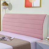 Kopfteil-Schonbezug für Doppelbett, Queen-Size-Bett, King-Size-Bett, Kopfteilschutz, gepolsterter Samt, staubdicht, Stretch, einfarbig, gesteppte Bettkopfabdeckungen (Farbe: Rosa, Größe: 160 x 65 cm)