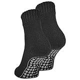 2 | 4 | 6 Paar ABS Socken Herren Damen Anti Rutsch Socken mit Wolle 21463 WP (Schwarz 2 Paar 43-46)