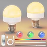 2PC Wiederaufladbare Glühbirne E27 mit Fernbedienung, LED Glühbirne Akku USB Aufladbar, Rechargeable Light Bulb, LED Lampe RGB Glühbirne, Batterie Glühbirne Mit Timing-funktion, Glühbirne ohne Strom