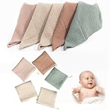 Funmo 10 Stück Baby Musselin Waschlappen Kinderservietten, Handtücher Set für Neugeborene, 23x23cm Gesichtstücher und Badetuch, Mehrweg Baby Waschlappen 100% Baumwolle Zufällige Farbe