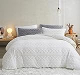 Sedefen Flauschig Bettwäsche 135x200 cm Weiß Sherpa Biber Flanell Fleece Geometrischmuster Cashmere Touch Winterbettwäsche Warme Bettbezug und 1 Kissenbezug 80x80cm mit Reißverschluss