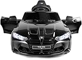 BMW M4, MPower- 90W, Eva Räder, Ledersitz, Kinderauto Kinderfahrzeug Kinder Elektroauto, 12V 10ah, Bluetooth, Fernbedienung 2.4G (Schwarz)