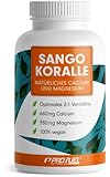 Sango Meereskoralle 180 Kapseln, hochdosiert mit 660mg Calcium + 330mg Magnesium pro Tag, natürlicher Calcium und Magnesium-Komplex – laborgeprüft mit Zertifikat - Vorrat für 60 Tage, 100% vegan