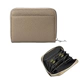 LUYYBDBG Geldbörse All-Match-Brieftasche Aus Rindsleder Der Ersten Schicht, RFID-antimagnetgitter, Siebdruck, Digitale Münztasche, Echtem Leder-grau