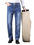 ziilay Verdickte Lammfleece Thermojeans Herren Thermohose Schneehose Teddyfleece gefütterte Winterhose Stretch 8316hSXBL32W30L