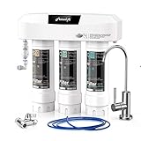 Frizzlife Certified Undersink Water Filter System with Brushed Nickel Tap 3 Stage 0.5 Micron High Precision Removes 99.99% Lead, Chlorine, Chloramine, Fluoride, Odour