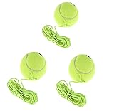 AICHUAN 3 Pcs Tennisbälle mit Schnur,Tennisball Mit String Tennis Trainer Ersatzball Ausrüstung, ideal für Indoor- und Outdoor-Tennisübungen mit einem Bounce Ball, langlebig