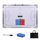 Suprwin Fußball-Trainingstafel mit magnetischen Teilen, trocken abwischbare Marker, taktische Präsentationsklemmbrett für Fußballtrainer – langlebig, magnetisch, perfekte Größe (Fußball, Weiß)