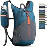 BECOJADDE 15L Wanderrucksack Herren Kleiner Rucksack Damen Leichter Daypack Tagesrucksack Faltbarer Trekkingrucksack für Camping Outdoor Wandern Travel Türkis