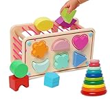 Formsortierer Holzspielzeug ab 1 Jahr,Montessori Spielzeug Baby ab 12 Monate,Montessori sensorisches Spielzeug,Stapelspielzeug Regenbogenring,Geschenk für Kleinkinder Jungen Mädchen ab 1 2 3 4Jahre