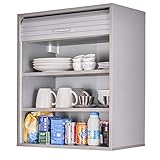 SIMMOB Küchenschrank Oberschrank Hängeschrank mit Rolladentür, Jalousienschrank, Silber, 60x35x72 cm BTH