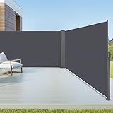 arvioo Seitenmarkise Ausziehbar Doppelseitenmarkise, Schaffe Privatsphäre im Außenbereich, bis auf 6 m, Automatische Aufrollfunktion, Sonnen- & Windschutz, Seitenrollo als Sichtschutz (Anthrazit,1.73m