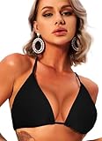 Navneet Bikini Oberteil Damen Bikini Triangel Push Up String Bikini Top Bikinis Bademode Badeanzug Swimsuits Schwarz M