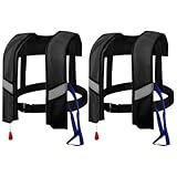 2pcs Automatische aufblasbare Schwimmwesten -Lebensjacken Automatische Inflation Nylon einstellbare Schnalle Schwimmweste mit reflektierenden (One Size), Schwarz, schwarz
