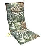 Universal Hochlehner Auflage Palmen mit Einstellband - 123 x 50 cm - Gartenstuhl Kissen multicolor mit Eckbändern - Gartenstuhlauflage Outdoor Sitzkissen Stuhlauflage mit Haltegurt pflegeleicht