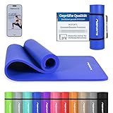 MSPORTS Gymnastikmatte Premium I Yoga Matte rutschfest und extra dick - inkl. Tragegurt + Übungsposter + Workout App I Hautfreundliche Sportmatte - 190x60x1,5 cm - Königsblau - Fitnessmatte, Yogamatte