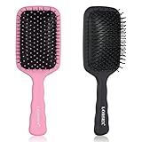 LORSEX 2 Stück Haarbürste, Große Paddel Haarbürste zum Entwirren für Damen, Herren und Kinder, ideal für nasses/trockenes Haar, glättend, massierend und zum Entwirren