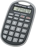 Genie 982 AM 8-stelliger Taschenrechner (Befestigungsöse; Batterie-Power; robustes Design) grau