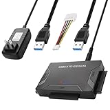 Herfair SATA auf USB 3.2 Adapter Kabel für 2,5' und 3,5' SATA HDD und IDE-Festplatte, unterstützt 6TB, inklusive 12V 2A Netzteil, USB-Kabel und SATA-Kabel