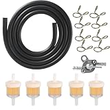 15 Stück Benzinfilter und Kraftstofffilter Set, Motorrad Benzinschlauch Kit mit 1m Schlauch, 5 Filtern und 8 Schlauchschellen, für Kraftstoffsystem Wartung und Reparatur, Schwarz