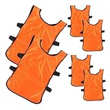 TOPBATHY 6 Stück Teiliges Atmungsaktive Orange Trainingswesten aus Strapazierfähigem Polyester Leicht Locker Geschnitten für Bewegungsfreiheit für Fußball und Basketball