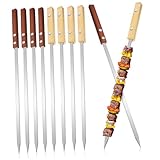 Parliky 12 Stück Teiliges Bbq Grillspieß aus Edelstahl mit und Bambusgriffen Langlebig Ergonomisch für Camping Picknick Outdoor Grillen und Fleischspieße