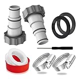 Schlauchadapter für Pumpe, 2 Stück Schlauchadapter Pool, Poolschlauch 32-38mm Verbinder Schlauchschellen Adapter für Pumpen mit Gewindeanschluss und Kolbenventil