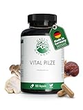 Vitalpilze (7 Pilzkomplex) - Hochdosiert: 1050 mg pro Tagesdosis - 180 Kapseln (3-Monats-Vorrat) - Ohne Zusätze - Apothekenqualität - Green Naturals®