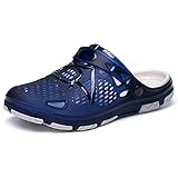 Hitmars Clogs Herren Gartenclogs Badeschlappen Latschen Badelatschen Männer Schlappen Garten Clogs & Pantoletten für Herren Gummi Gartenschuhe Sommer Atmungsaktiv Blau EU 43