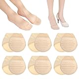 UILYNIU Damen Zehensocken 6 Paar Unsichtbare Halbsocken Atmungsaktive Zehentopper Socken mit Rutschfestem Silikon Beige