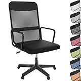 ACXIN Ergonomischer Mesh Bürostuhl Schreibtischstuhl Drehstuhl Office Chair – 6 cm Komfortpolster, atmungsaktiver Netzrücken, 38–52 cm höhenverstellbar, 360° drehbar, mit Rollen Armlehnen (Schwarz)