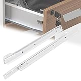 Schubladenschienen für Küchenschrank, Kommoden, weiße Stahlschienen, Schienen, 1 Paar, abnehmbar, stabil, Unterstützung 40 kg, untere Montage 25, 30, 40, 50, 55 cm, Rollschienen