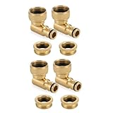 Zbssny Messing Wasserhahnanschluss 1/2' und 3/4', 90° Winkel Innengewinde, Drehbarer Schlauchanschluss 360°, Außenhahn-Anschluss für Schlauchleitung, Garten Außenschlauch Wasserhahn-Adapter