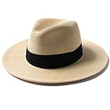 FURTALK Unisex Panamahut Breite Krempe Sonnenhut für Herren und Damen Strandhut UV-Schutz Sommerhut Verstellbare Strohhut