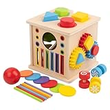 Generisch Kinder Aktivitätswürfel - 8 in 1 Pädagogisches Holzspielzeug | Motorik Spielwürfel | Für Mädchen Alter 1 bis 6 Jahre Zuhause Schule Geburtstag Party Spielzimmer, Lernen