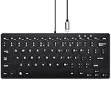 MCSaite Mini Tastatur, Kabelgebunden, USB-C, QWERTY mit Nummernblock, Kompatibel mit Android/iOS/Windows 11/10/8, Schwarz