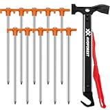 AVOFOREST Camping Hammer mit 10 PCS Zelt Heringe, Hammer aus Aluminium, Outdoor-campinghammer, Multifunktionaler Campinghamme für Zeltheringe mit Aufbewahrungstasche