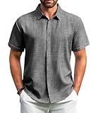GLESTORE Hemd Herren Kurzarm Sommerhemd Hemden Freizeithemden für Männer Kurzarmhemd Grau XL
