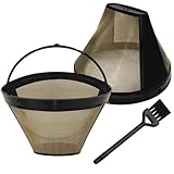 SMLOPLOM 2 Stück Edelstahl Kaffeefilter, Wiederverwendbar, Inkl. Bürste, Verwendet in Kaffeemaschinen, Wasserkochern, Geeignet für eine Vielzahl von Verschiedenen Flüssigkeitsfiltrationen, Schwarz