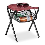 Relaxdays Klapphocker, mit Tasche, bis 120 kg belastbar, faltbar, leicht, Campinghocker HxBxT: 39 x 29 x 35 cm, rot