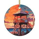 Yyhhaofa Kleiner Pavillon am Strand, bedruckt, rund, Dekoration, Supermarkt, Keramik, Winter, Weihnachten, Party, Zuhause