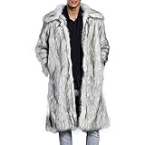 Pelzmantel Herren Lang Fellmantel Kunstfell Plüsch Winterjacke Winter Warm Mantel Pelzjacke Langarm Revers Faux Pelz Jacke Lose Cardigan Felljacke 2024 Mode Wintermantel Herrenmantel